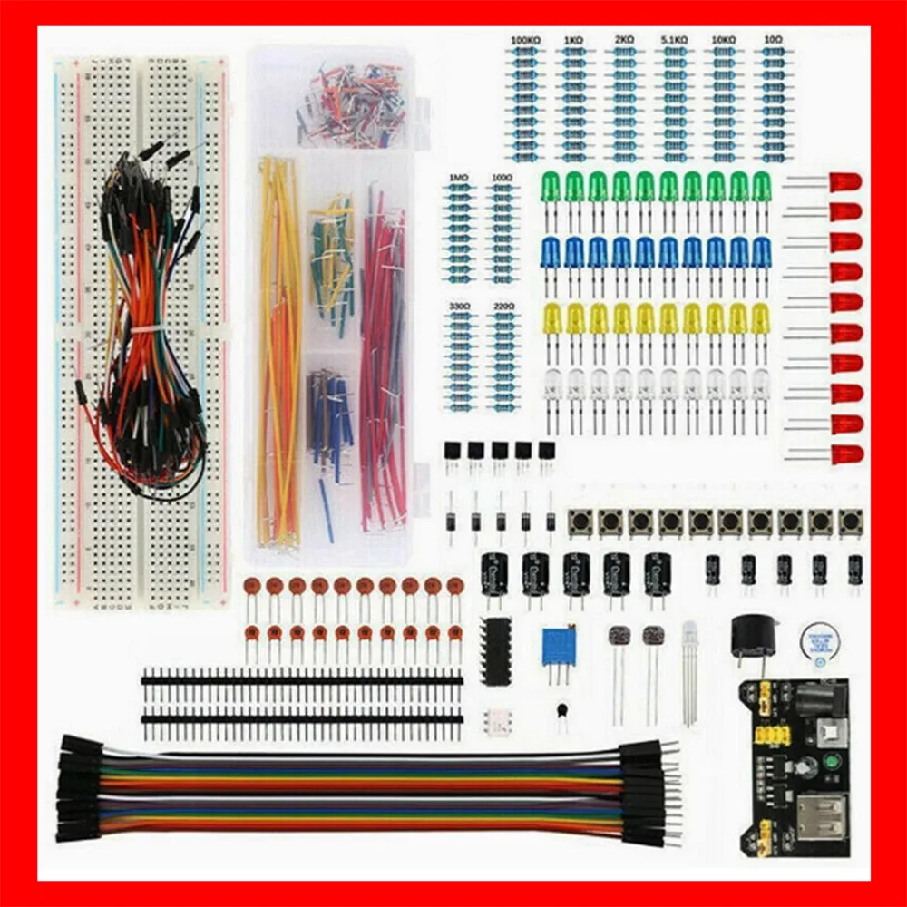 830Pcs DIY Project Starter Kit for Arduino UNO with 830 Tie-Points Solderless Breadboard Electronic Components Set for Beginner