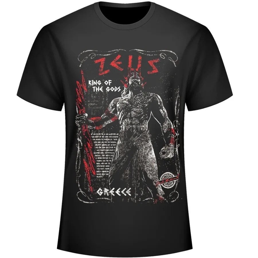 Fashion Design Ancient Greek King of The Gods Zeus Image Men\'s T-Shirt. Summer Cotton Short Sleeve O-Neck Unisex T Shirt New