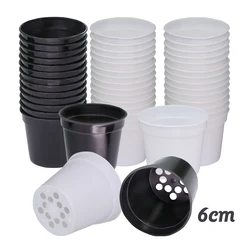 5PCS Black and White Plastic Hard Bonsai Flower Pots with Drain Holes Plants Nursery Pots Thickened Seed Starting Planter for Pl