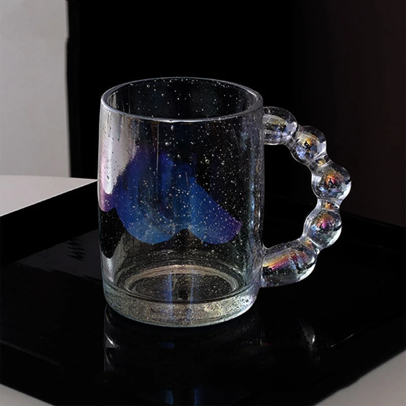 Cute Glass Bubble Mug Coffee Cups with Beaded Glass Handle Tea Cup Coffee Cups Korean Mug Nordic Home drinkware Japan Mug