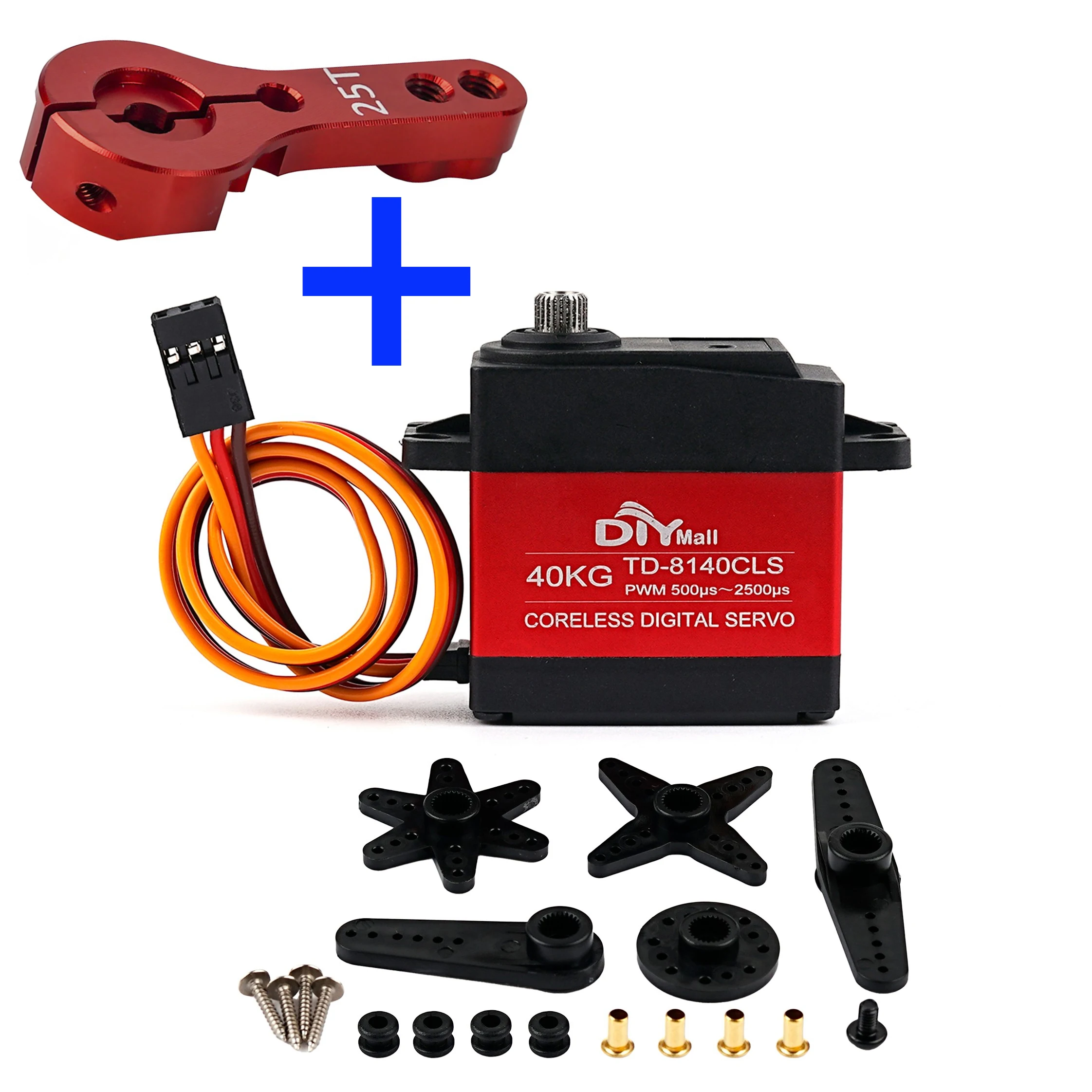 Bras métallique 25T + TD-8140CLS 40kg Servo numérique sans noyau 360 °   Engrenage métallique à couple élevé pour voiture robot RC 180/270 °   Servos imperméables