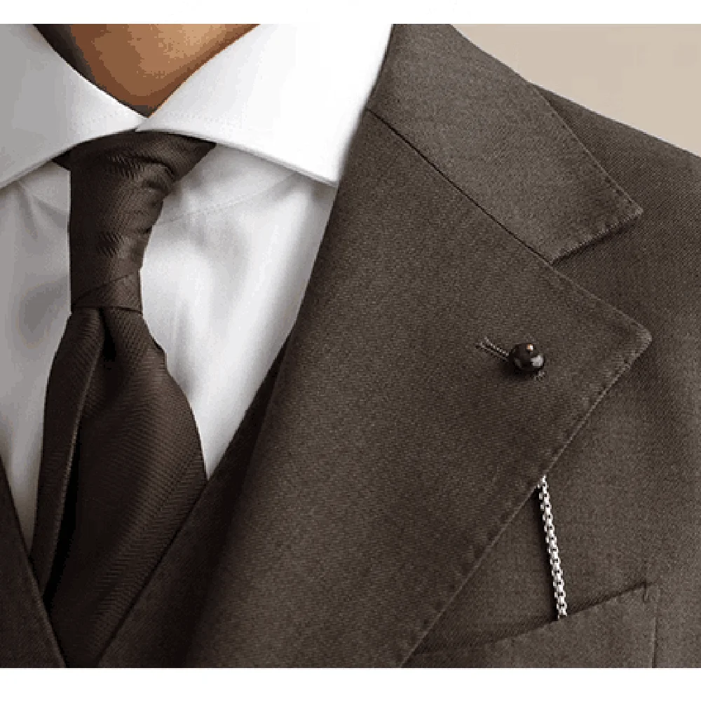 2023 New Men Suits 2 Pieces Slim Fit Casual Business Formal Brown Notch Lapel Tuxedos for Wedding Groomsmen (Blazer+Pants)