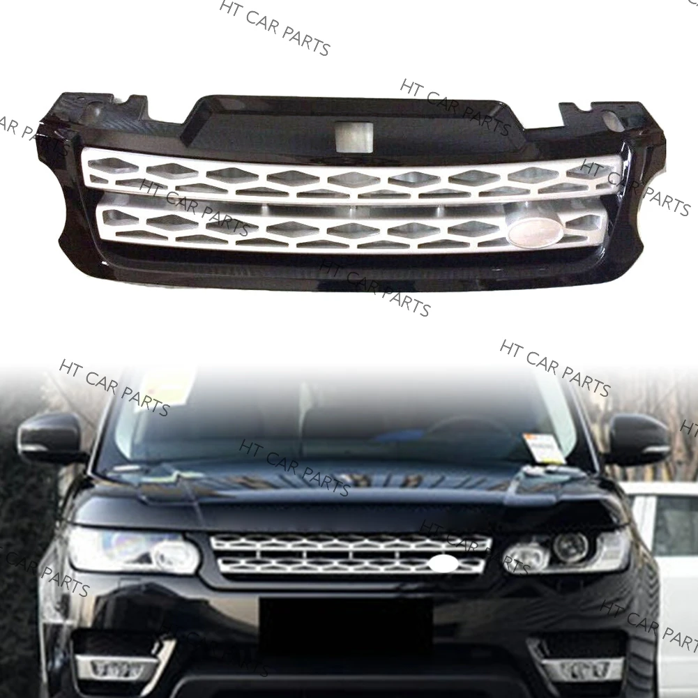 

For Land Rover Range Rover Sport Silvery 2014 2015 2016 2017 Car Front Bumper Upper Grille Grill with Emblem