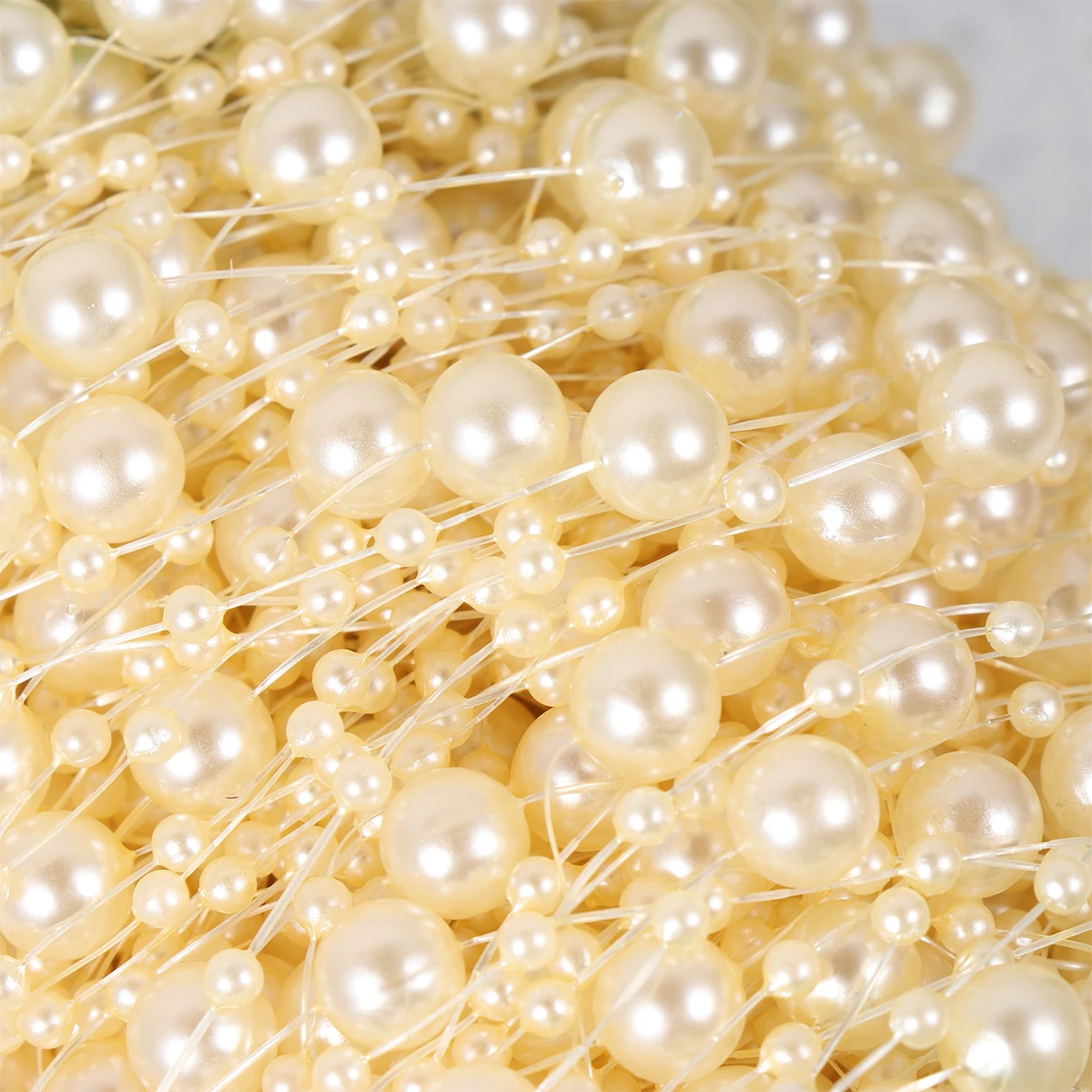 

60M 1 Roll Fishing Line Pearl Beads Garland Chain Diy Wedding Decor Bridal Bouquet Backdrop Beaded Chain Craft Decorative String