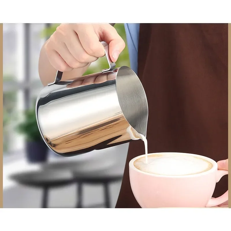 100-250ml Silvery Stainless Steel Milk Frothing Pitcher Steaming Coffee Latte Frother Cup Cappuccino Milk Cream Froth Pitcher