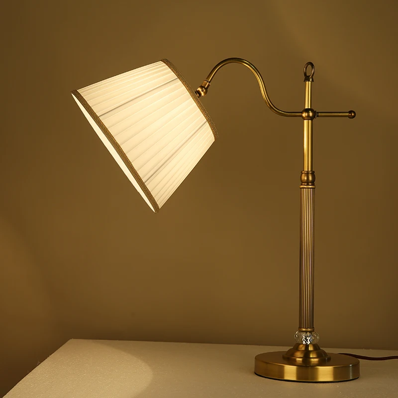 Contemporary indoor bedroom hotel villa brass table lamp round lamp