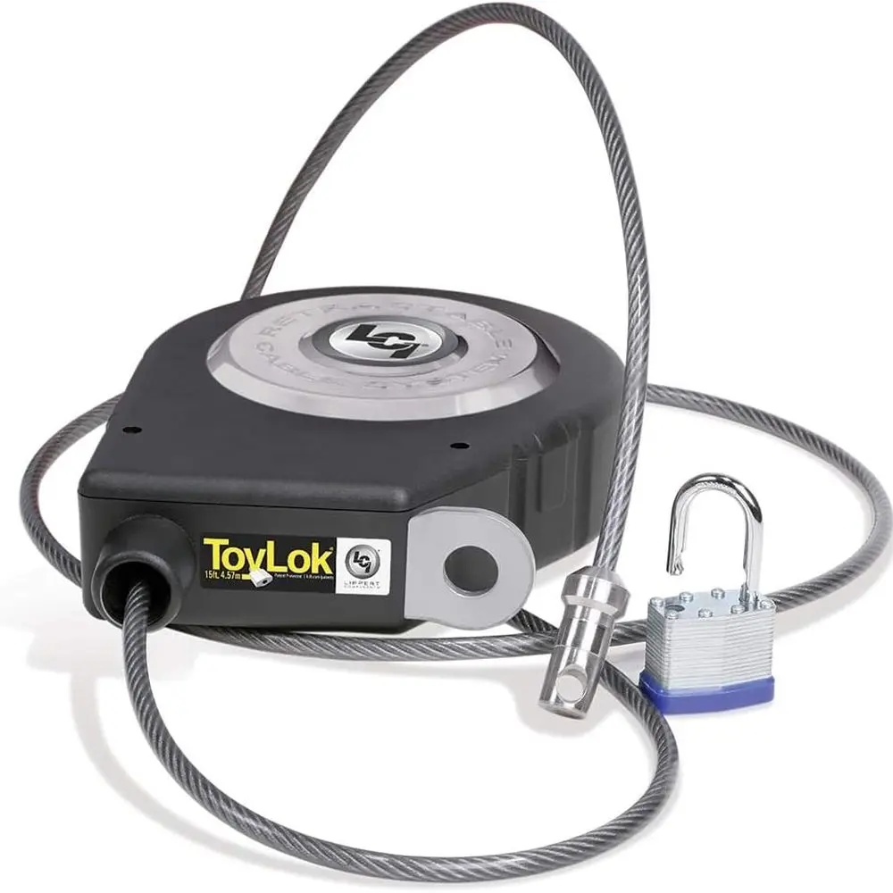 Lippert 337120 RV ToyLok جهاز مضاد للسرقة غلاف نايلون بطول 15 قدم مع قفل