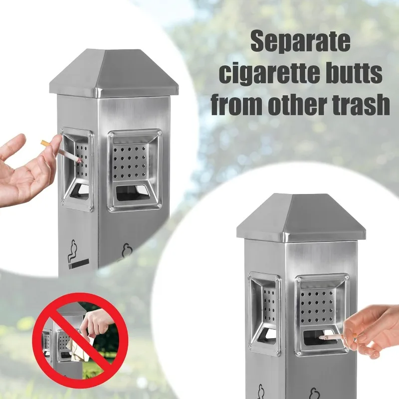 Stainless Steel Vertical Trash Bin Outdoor Trash Cans Holder Waste Containers 47.24