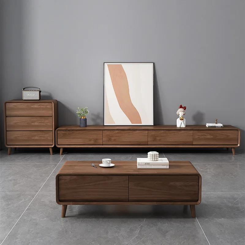 table combination walnut color simple light luxury large and small apartment household floor cabinet bucket cabinet