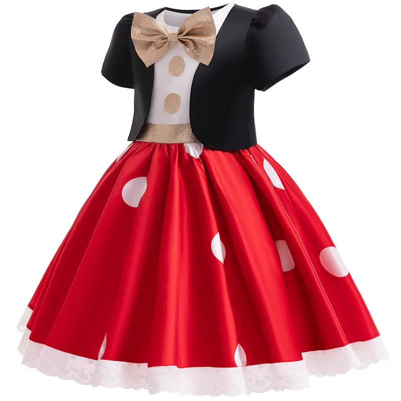 Kid Minnie Cosplay Costume Mouse Minnie Polka Dot Dress Kindergarten Host Performance Christmas Costume Halloween Party