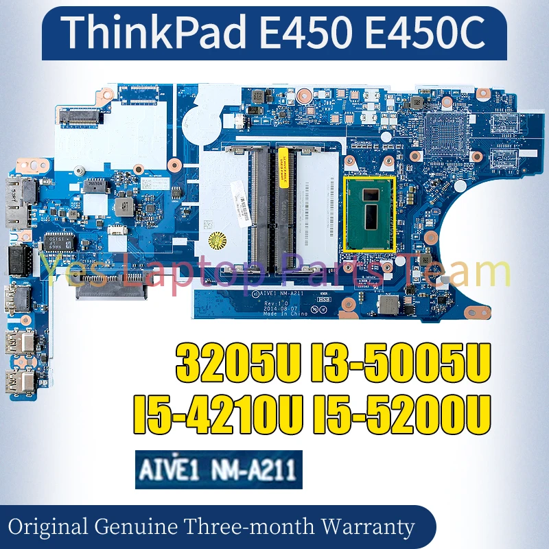 NM-A211 For LENOVO ThinkPad E450 E450C Laptop Mainboard 3205U I3-5005U I5-4210U I5-5200U Notebook Motherboard 100％ Tested