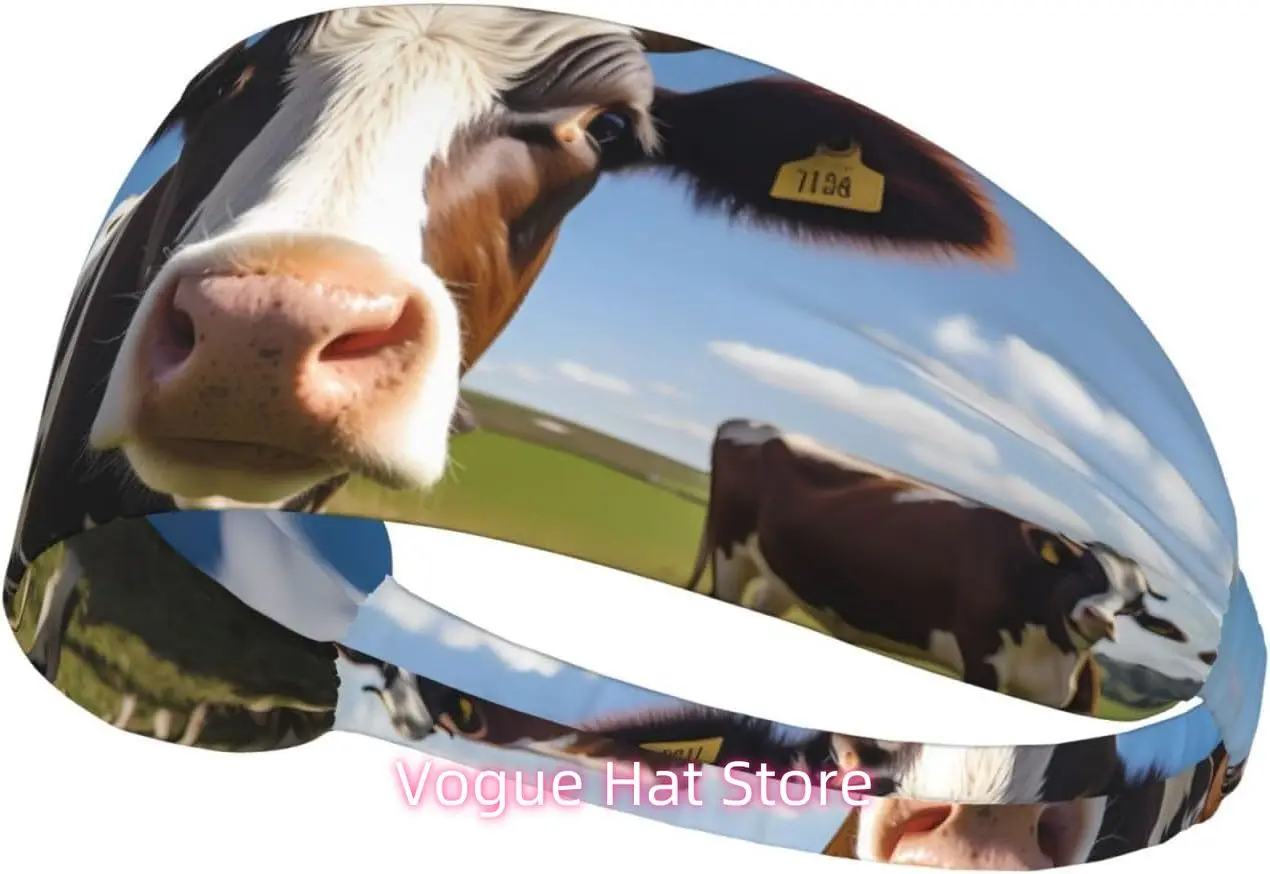 

Elastic Exercise Headband - Soft and Breathable Headband for Running, Cycling, Yoga, and More Milk Cow Printing