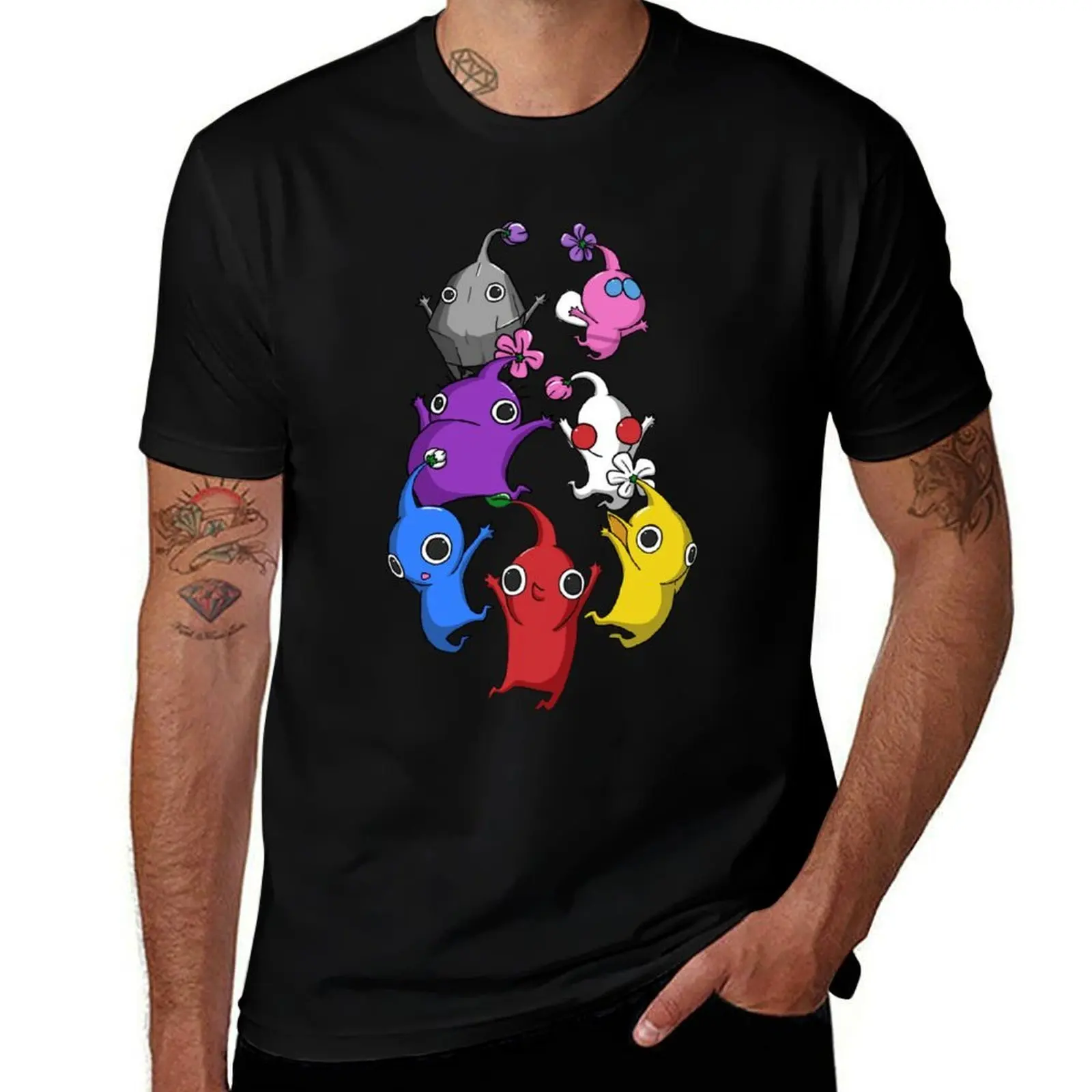 Jumping Pikmin T-Shirt Large Size Basic Casual T-Shirt
