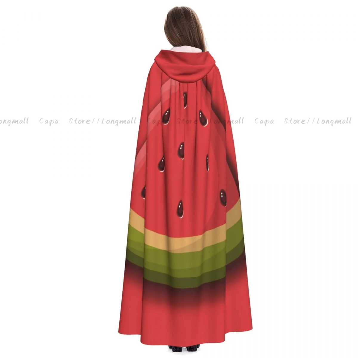 Adult Vampire Cape Hooded Robe Watermelon Halloween Cloak Full Length Cosplay