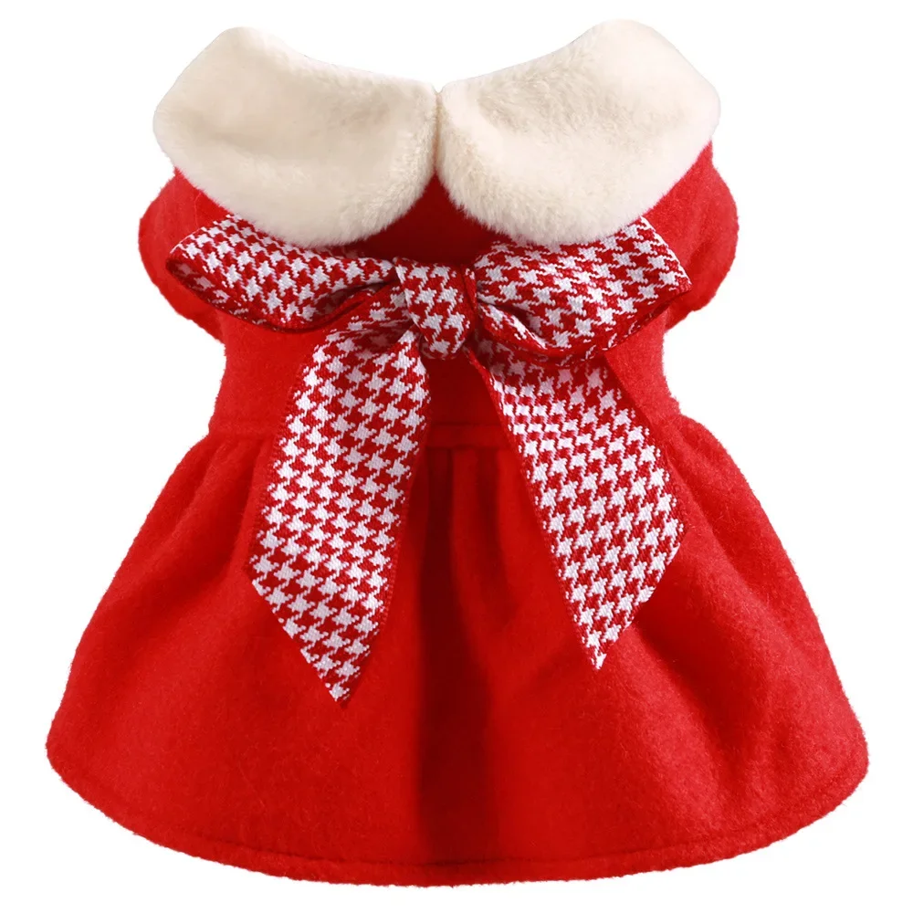 Pet Christmas Dress Sweater Clothes Autumn and Winter Warm Christmas Japanese New Year Christmas Elk Couple Dress Skirt Hoodie