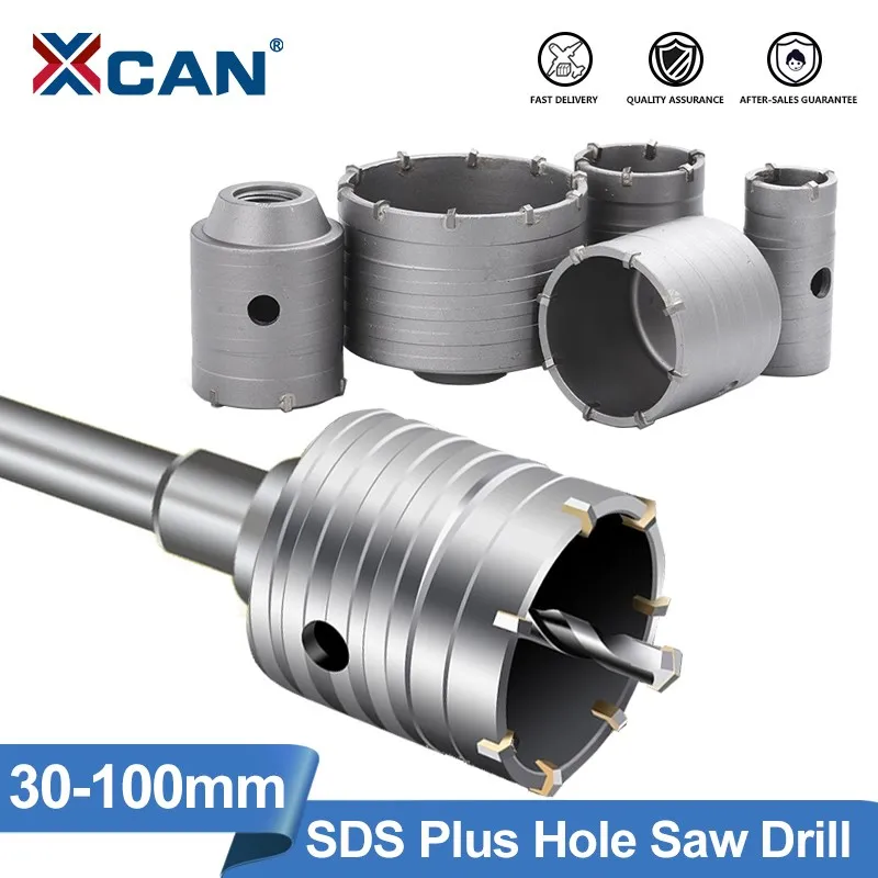 

XCAN Drill Bit SDS Plus Wall Hole Saw Drill Bit for Electric Hammer Concrete Stone Cement Hole Cutter Drilling Tools 30-100mm