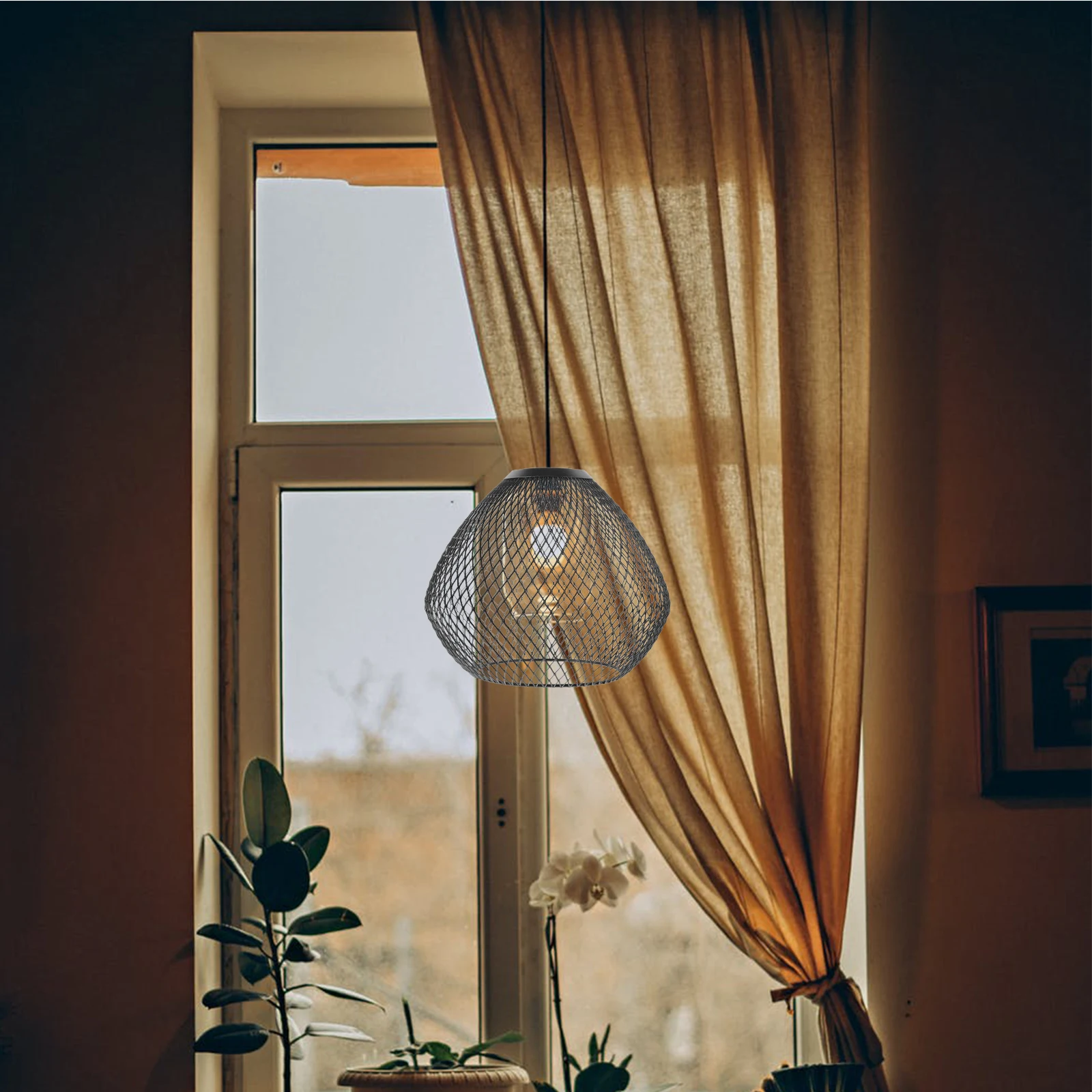 

Geometric Lamp Shade Black Metal Mesh Cage For Pendant Light Dining Room Restaurant Home Decorative Vintage Iron Hanging