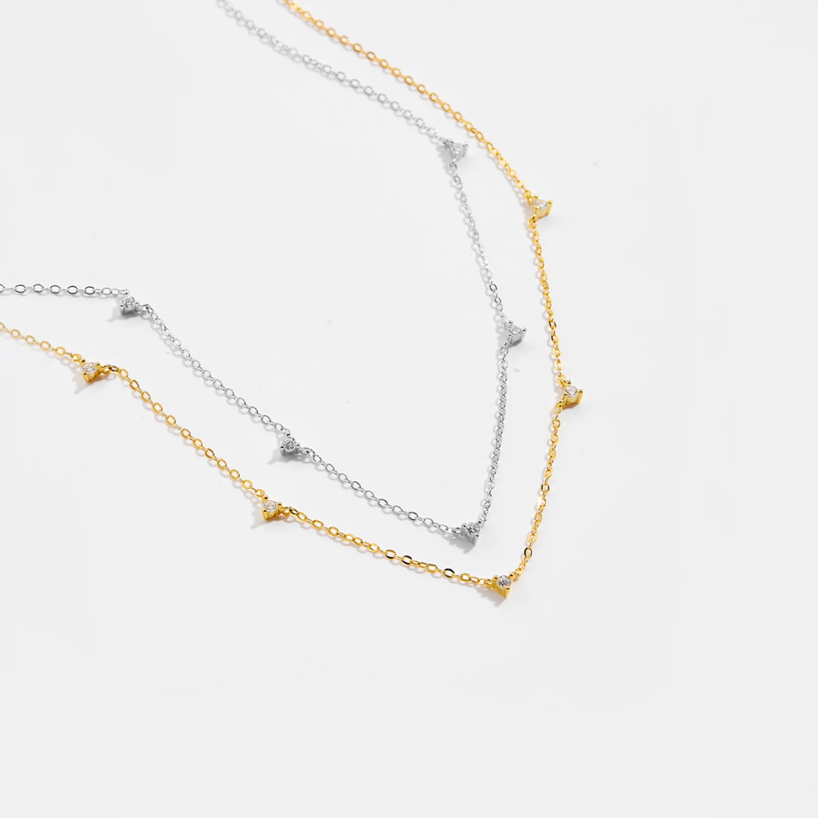VEWANT 925 Sterling Silver Small Clear Zircon Long Chain Regulowany naszyjnik 2024 Kobiety Drobna luksusowa prosta biżuteria — zdjęcie 4
