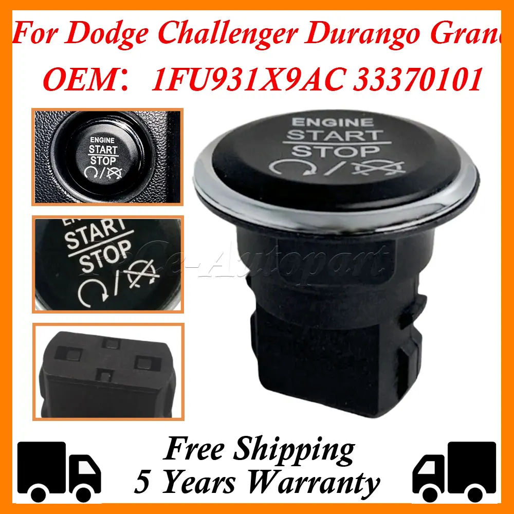 Keyless Go Start Stop Ignition Button Switch 1FU931X9AC 33370101 For Dodge Challenger Durango Grand Caravan Jeep Grand Cherokee