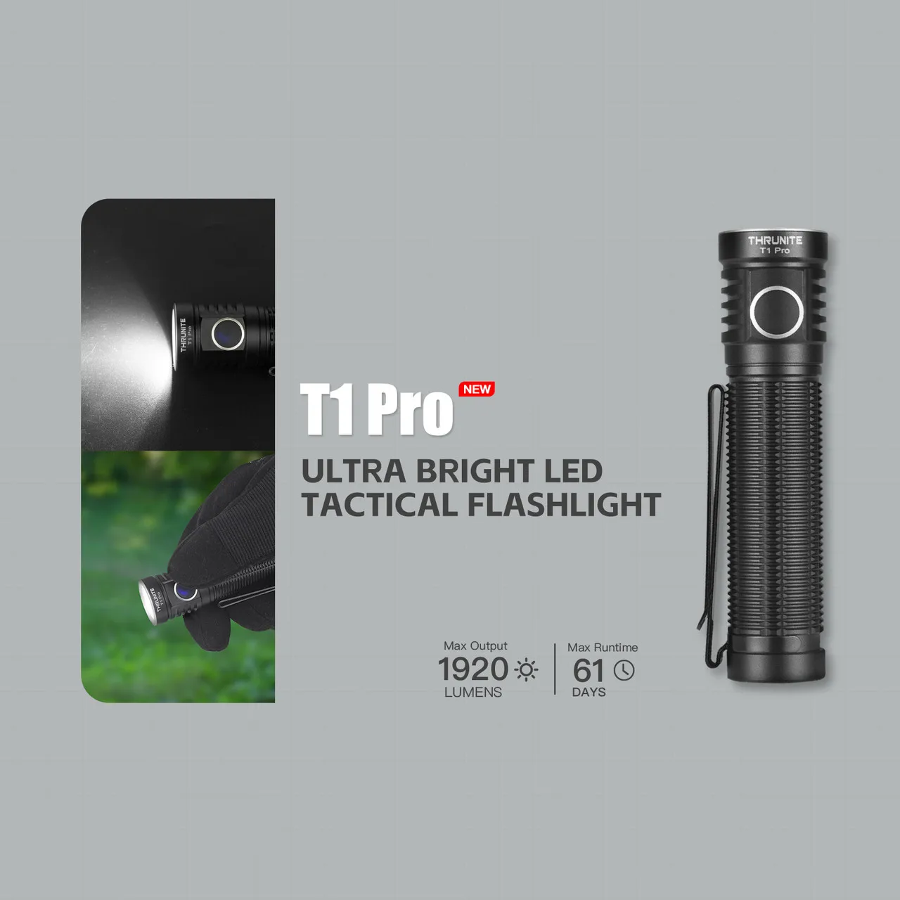 ThruNite T1 PRO Flashlight High-Performance LED Rechargeable 18650 Battery Flashlight Original