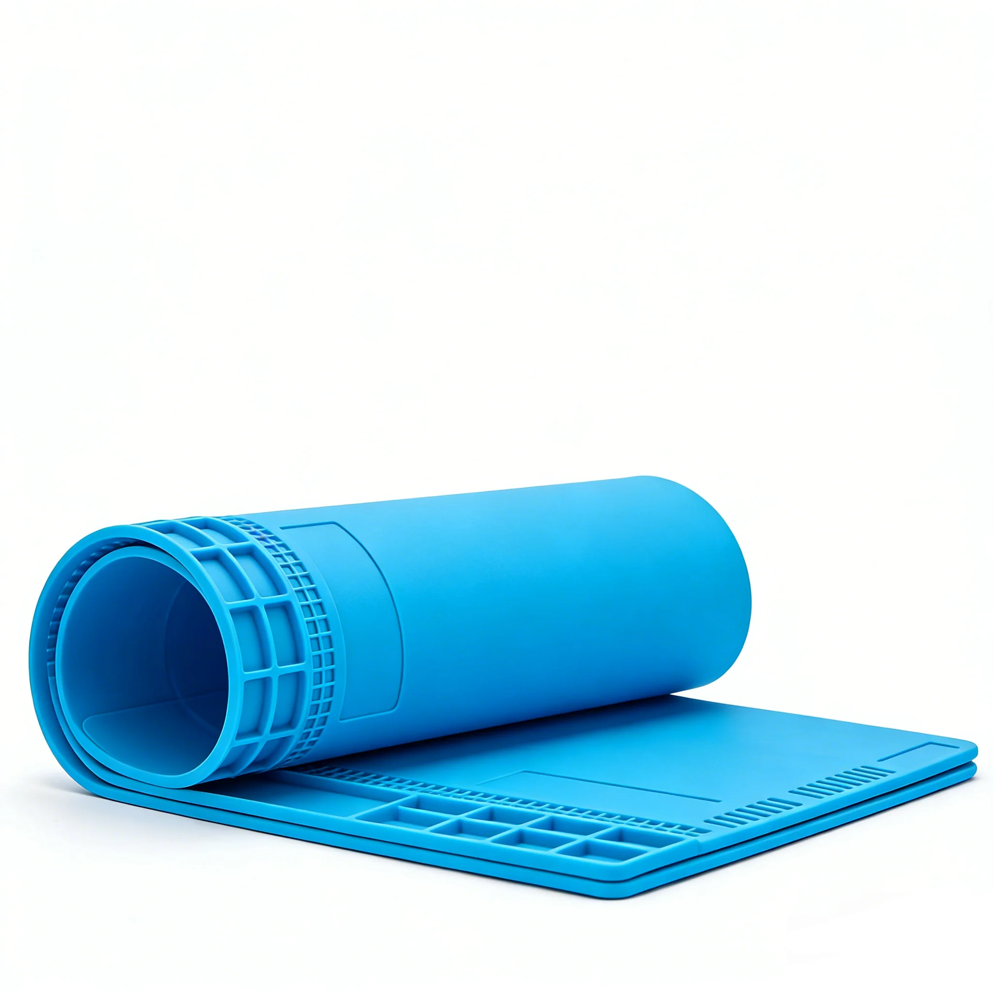 Blue Large Silicone Work Mat Non-Slip Rubber 13.8"x9.8" Heat Resistant Work Pad with Screw Slots & Parts Organizer view 3