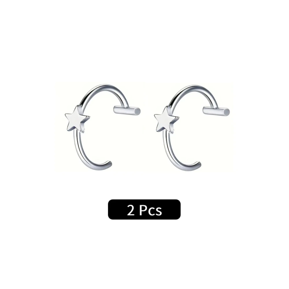 2 Stuks/6 Stuks Rvs Fake C Clip Lip Ring Labret Piercing Oorbel Fake Neus Piercing Cool Vrouwen Lichaam sieraden Non-Pierced