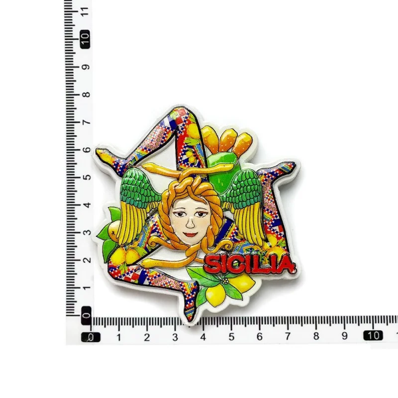 

Sicily Symbolic Symbol Three Curved Legs Cultural and Creative Home Decoration3dPainted Refrigerator Magnet Travel Souvenir