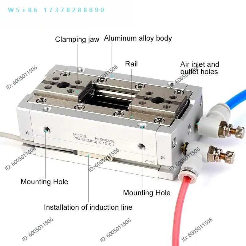 Pneumatic Cylinder Compact Air Finger Gripper HFD8/12/16/20/25X8/10/15/20/25/30/40/60/80 Double Acting