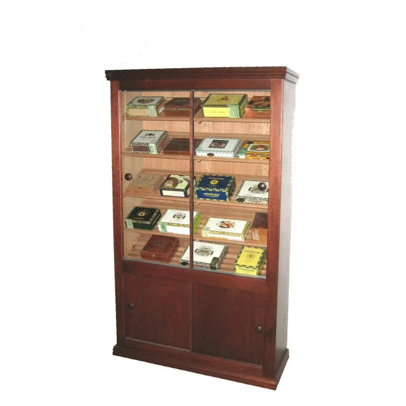 

custom.Elegant Commercial Display Cigar Humidor Spanish Cedar Cigar Display Cabinet Smoke Store Showcase with LED Light