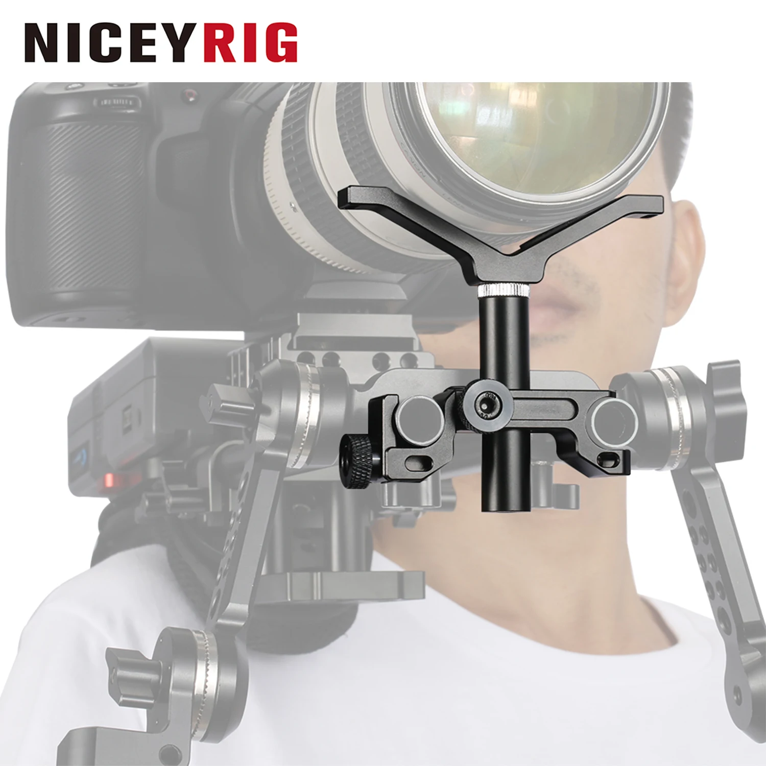 

NICEYRIG 15mm LWS Rod Lens Support Y-Bracket, 64mm Vertical Adjustment Applicable for Heavy Long Lens Diameter 50mm to 140mm