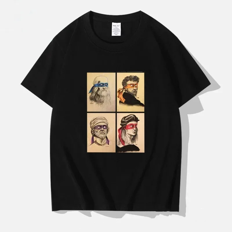 Men's Kids Funny Renaissance Ninja Turtle Art Lovers T-Shirt Cotton Graphic Streetwear Summer Gift for Italian Turtles Fans