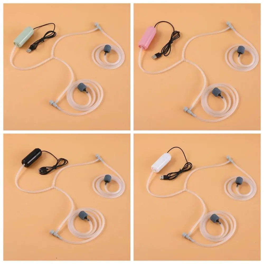 

Adjustable Aquarium Oxygen Air Pump Ultra Quiet Double Hose Aquatic Terrarium Filter Portable USB Charging Oxygen Aerator