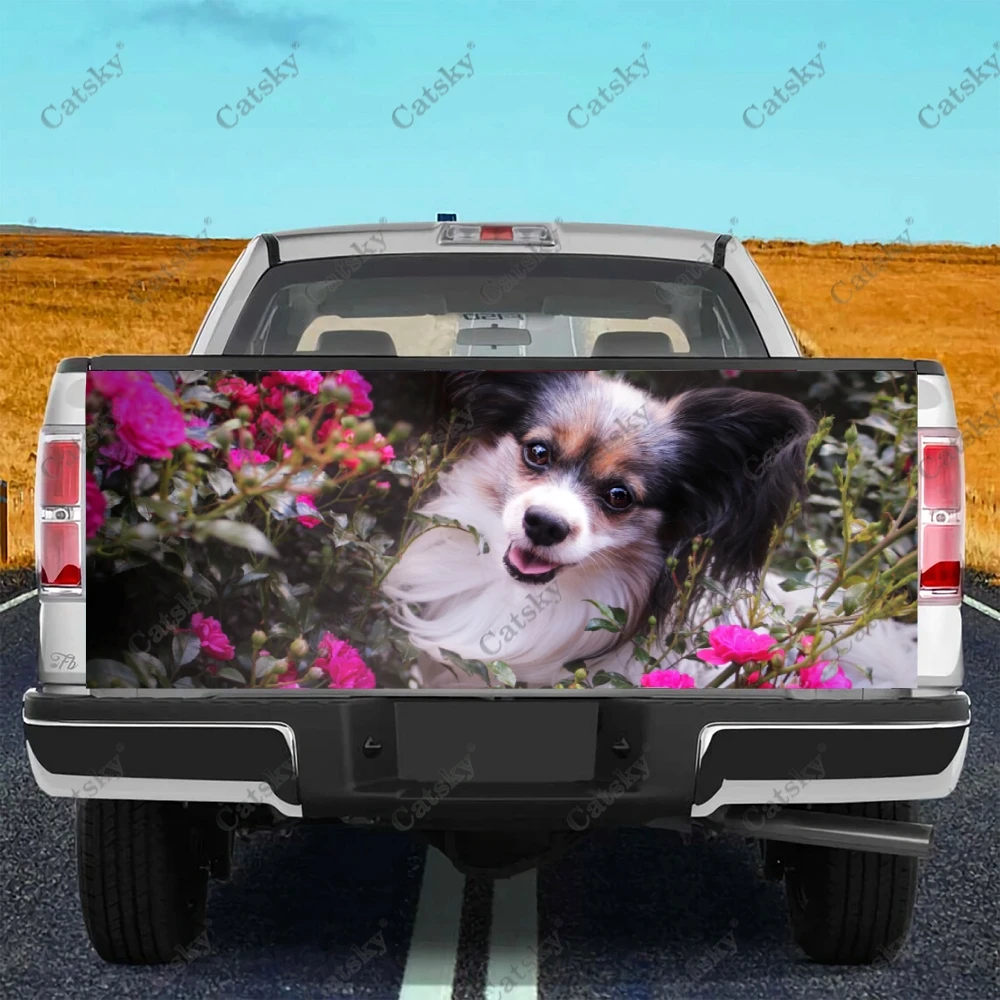 papillon dog Car sticker tail modification custom pattern painting car racing pain car SUV car truck decal sticker