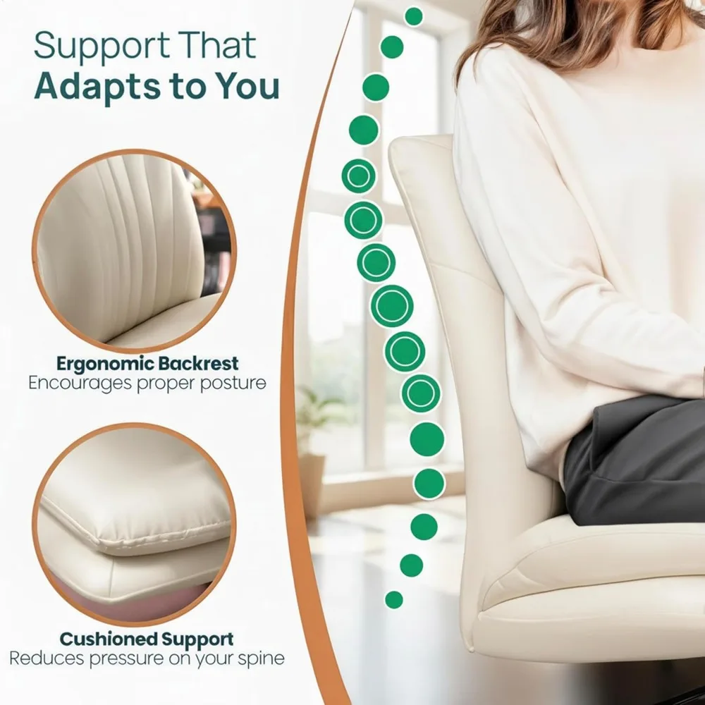 كرسي مكتب NYPOT بدون ذراع مع عجلات للجلوس المتقاطع - كرسي متقاطع بأرجل واسعة بدون ذراع - كرسي قابل للتعديل 360 درجة ° دوار S #3