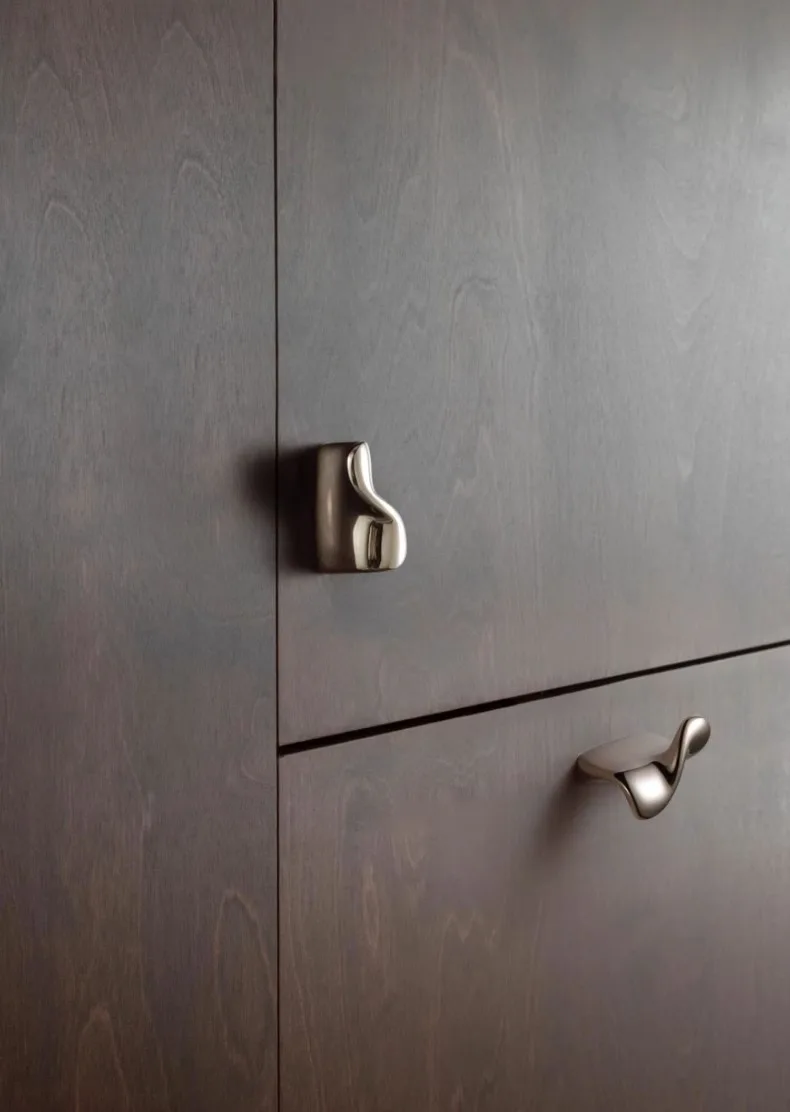 Goo-Ki 모던 티타늄 실버 캐비닛 핸들, 순수 구리 주방 캐비닛 핸들, 가구용 T 바 당김