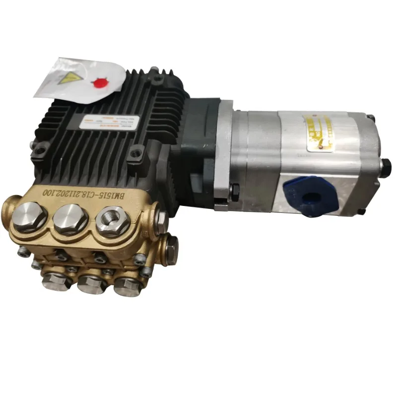 High Pressure Washer Pump BM-F5 Hydraulic Motor Drive Brass Forged Triplex Plunger Pump 100-180Bar 10-15LPM Ceramic Piston Pump