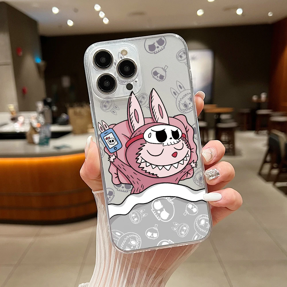 Cartoon Cute Labubu Phone Case For OPPO Realme C67 C65 C63 C55 C53 C35 C30 11 12 10 9 8 7 6 5 3 Pro Plus 4G 5G Transparent Cover