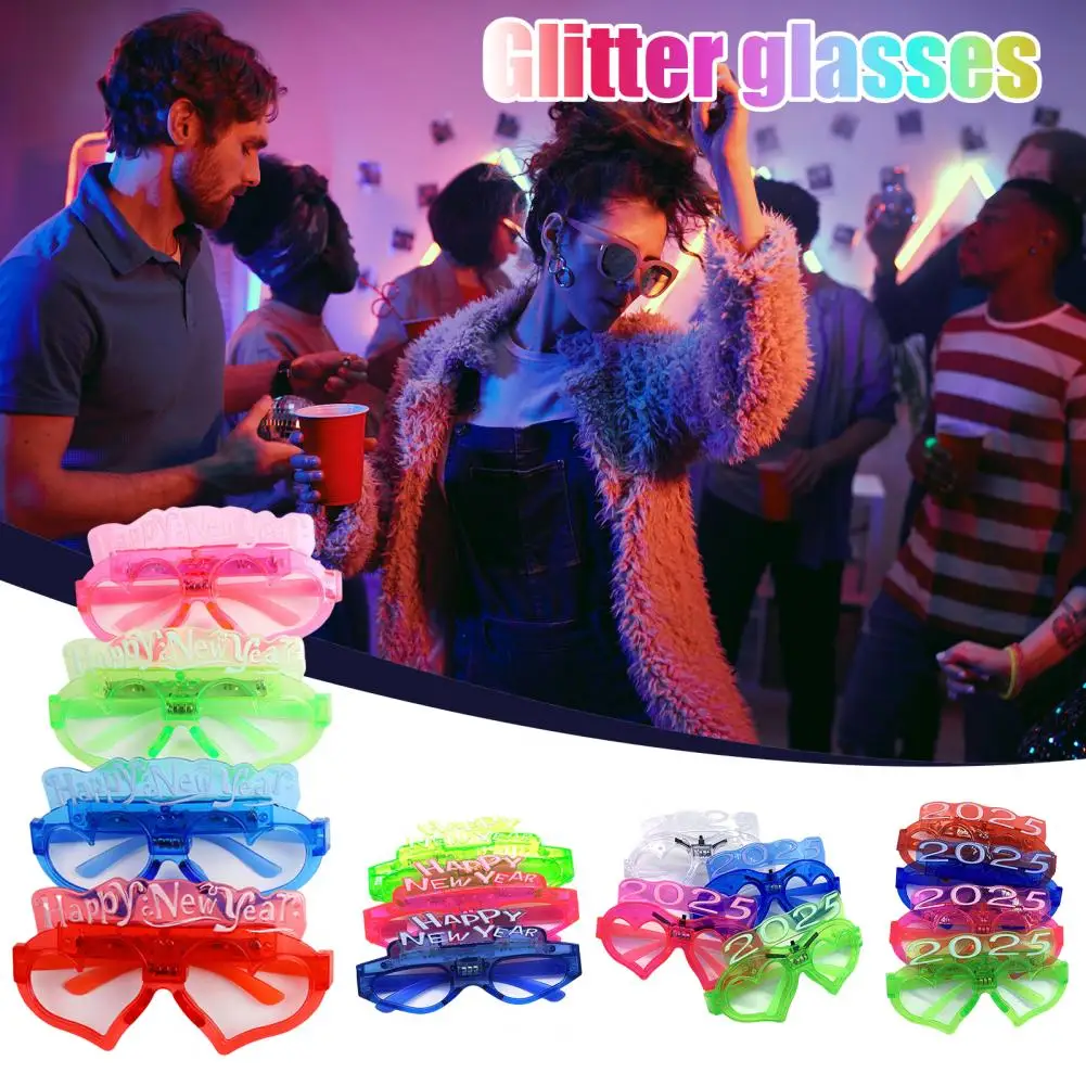 

2025 Christmas Glasses Sequin 3 Flashing Modes LED Light Up 2025 New Year Photo Prop Themed Atmosphere Activator Spectacles