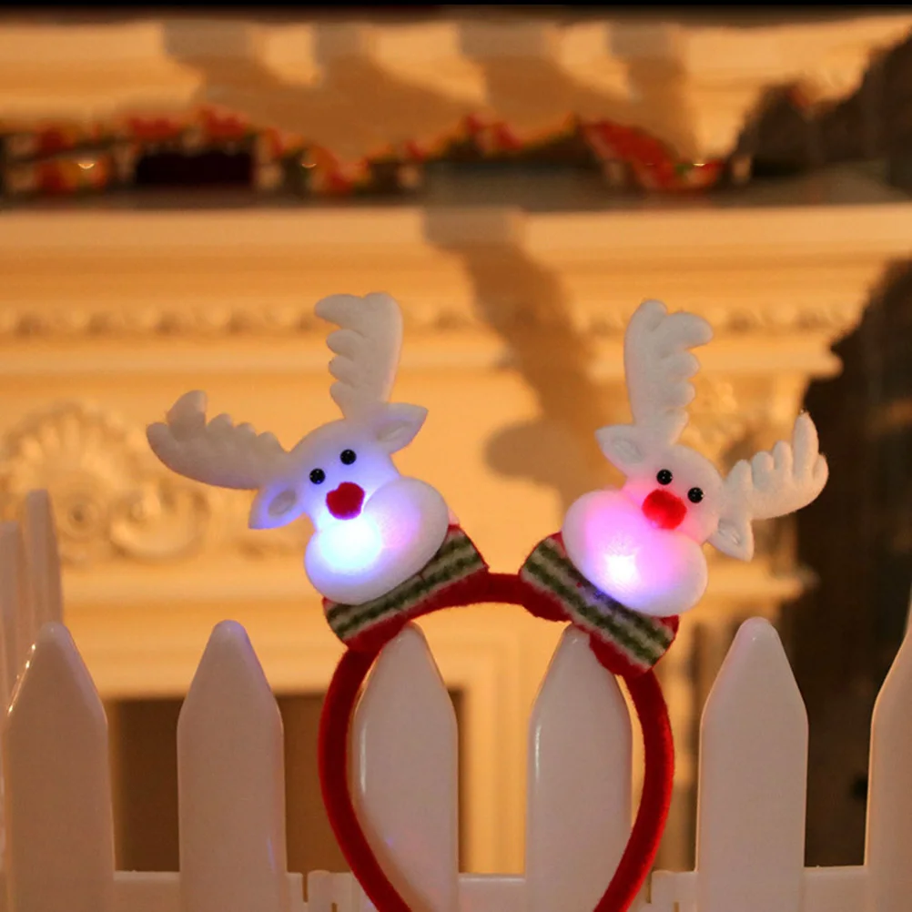 

4pcs Luminous Christmas Headbands 4 Styles Snowman Elk Boppers Party Favors Xmas Hair Accessories Costume Photo Booth Gift