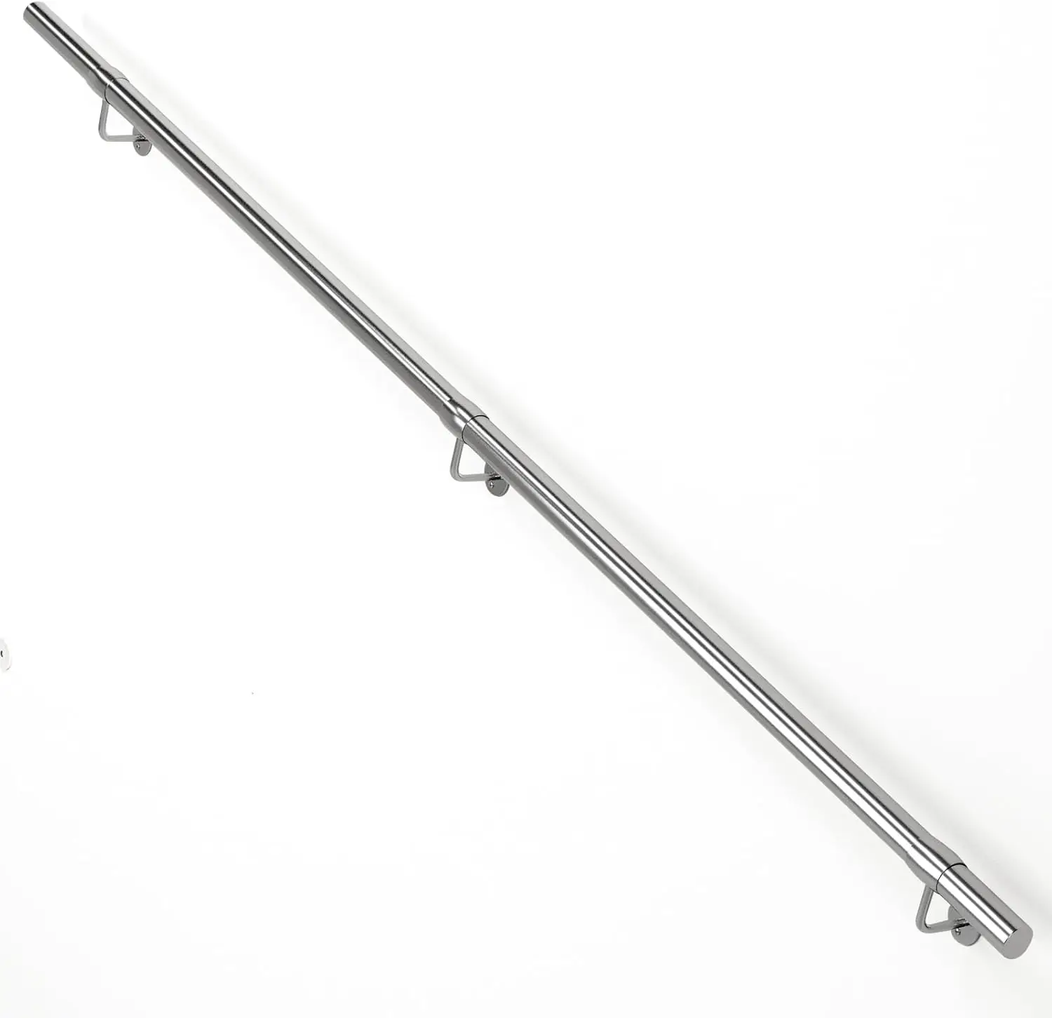 

9 Ft Stainless Steel Handrail Kit, Sturdy Wall Mount for Indoor Outdoor Stairs, Silver Round Pipe
