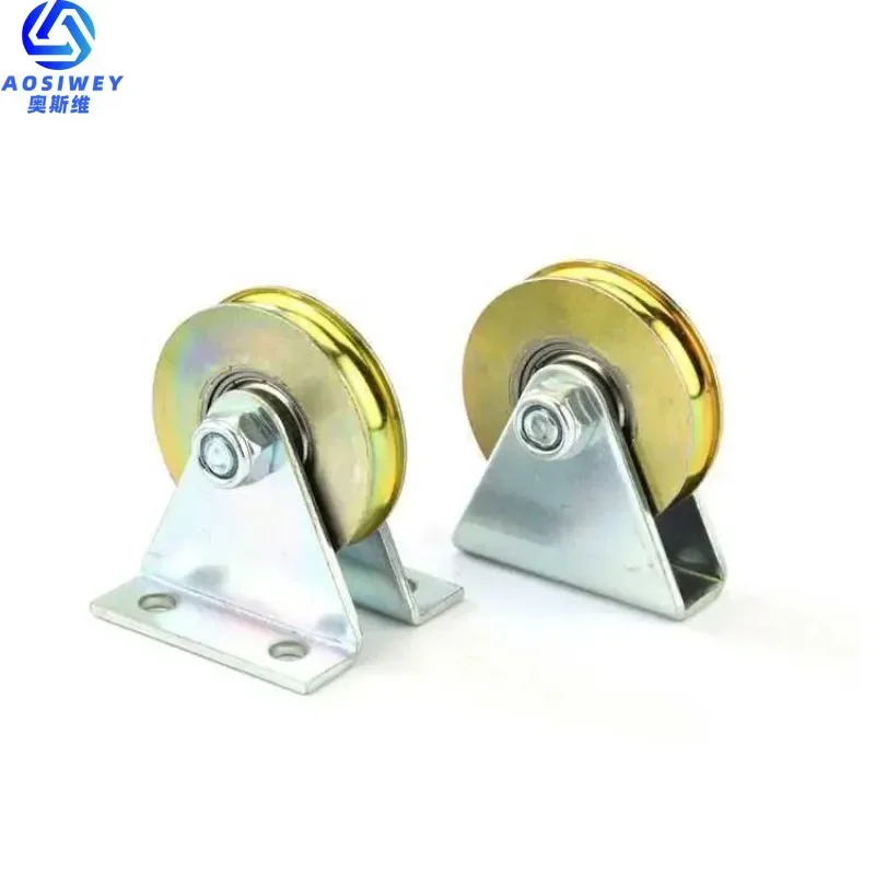 1pcs 6.4*38*8.3mm with triangular bracket/L bracket, U-grooved wheel, bearing wire rope pulley/crane/guide wheel, with base