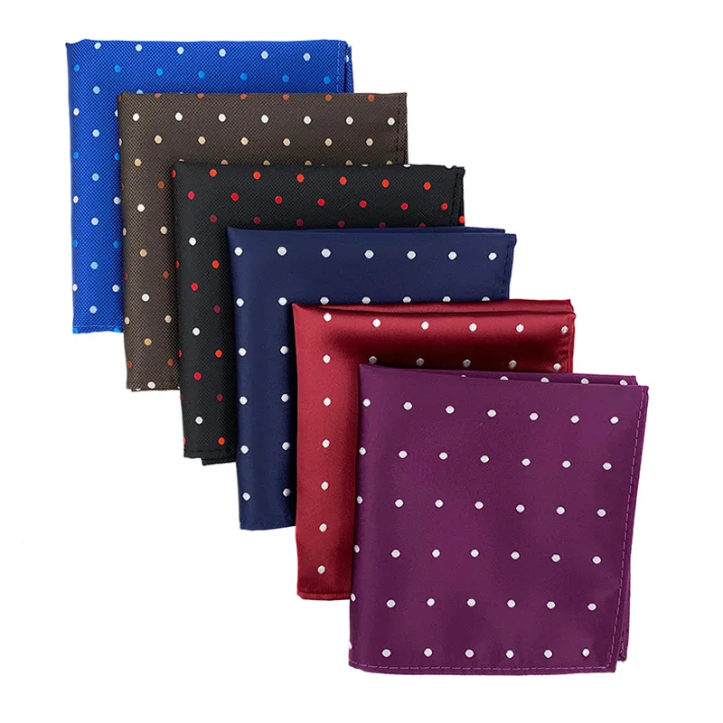 VEEKTIE Sapu Tangan Segi Empat Polka Dot Fashion Merek Hanky 25Cm Ekstra Besar untuk Setelan Pria Tuksedo Formal Pesta Pernikahan Merah