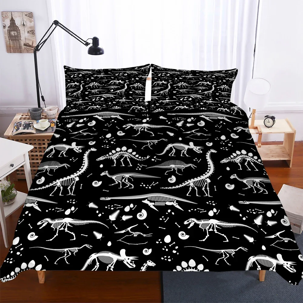 Jurassic Period Dinosaur Bedding Set, Print Cartoon Animals Birthday Gift For Boys 135x200 Cm Duvet Cover With Pillowcase 2/3pcs