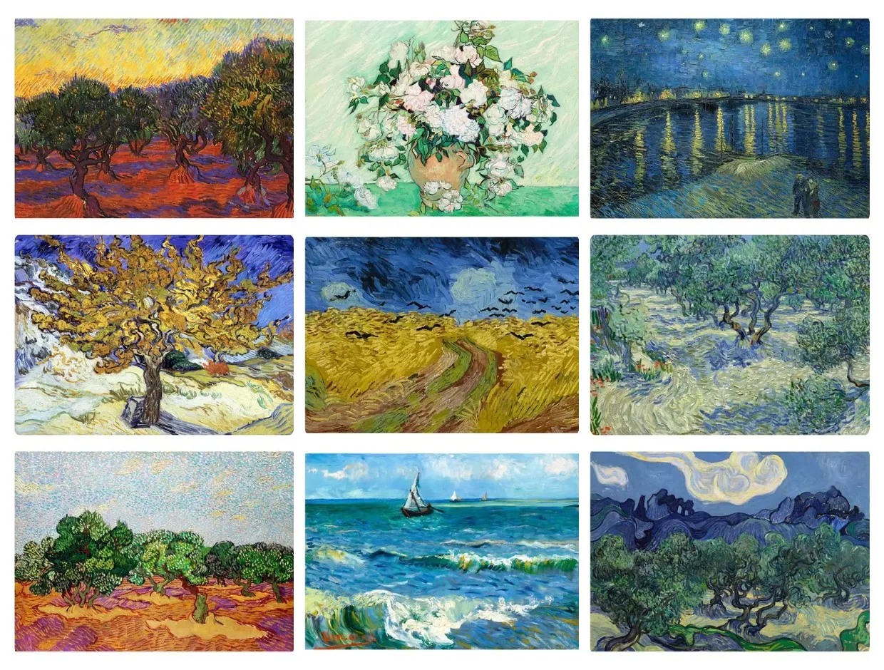 Pintura de Diamantes DIY de Van Gogh, Mosaico Cuadrado y Redondo Completo, Mosaico 5D Completo, Jardín Abstracto, Flores de Almendro, Noche Estrellada