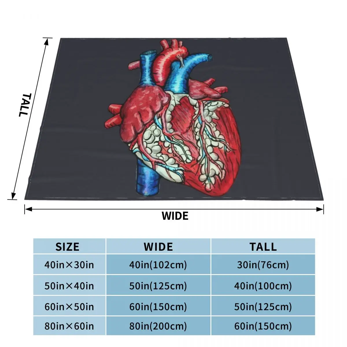 Anatomical human heart Throw Blanket for babies Retros Shaggy Blankets