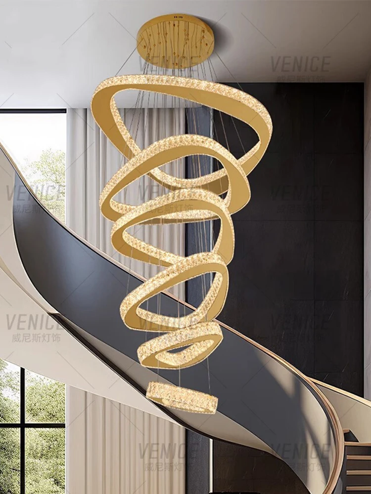 Modern home decoration crystal chandelier, stair Pendant lamp, living room Pendant lights, interior lighting