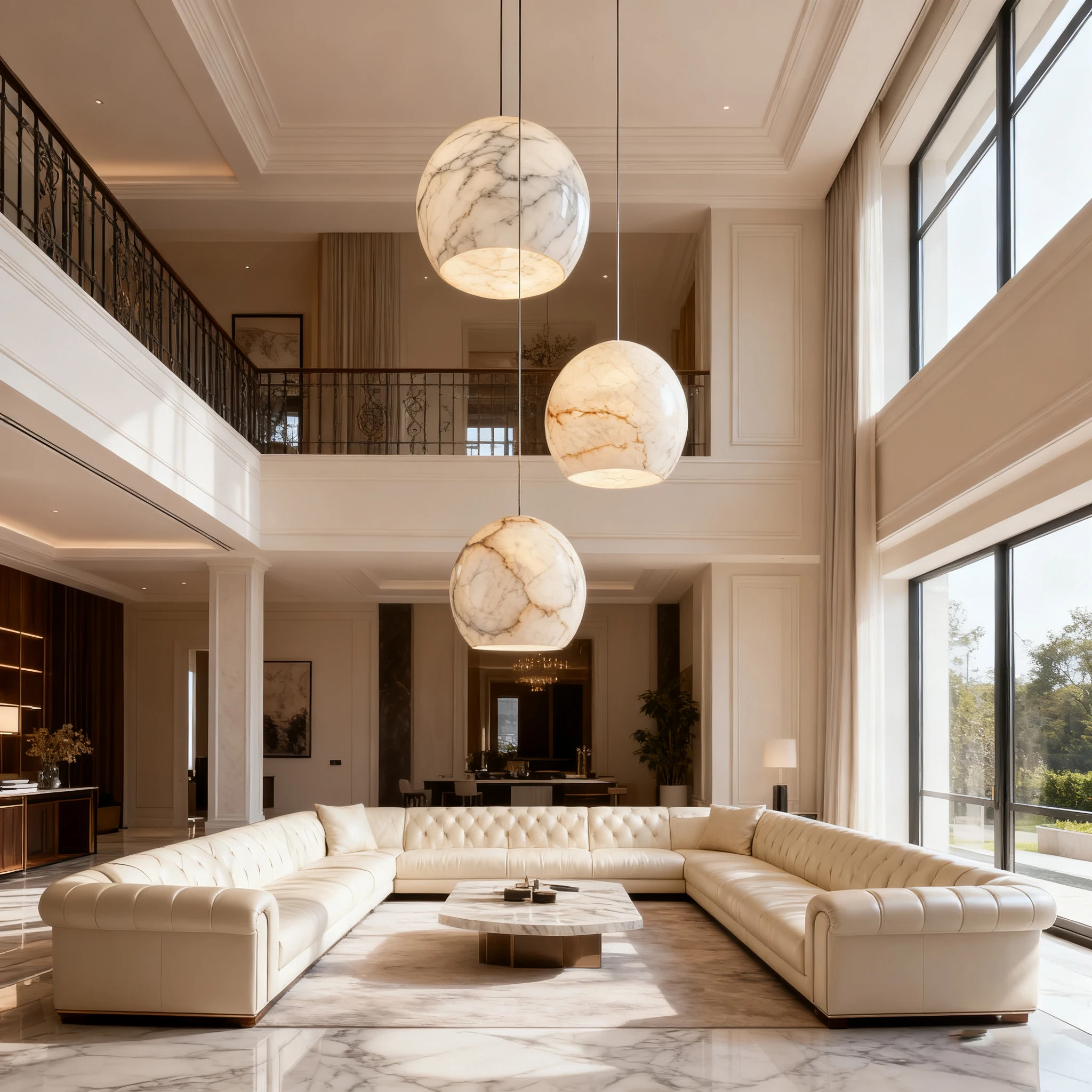 BOSSEN الحديثة الشمال ضوء السقف 2025 الرخام ثريا من النحاس بريق قابل للتعديل سلسلة عكس الضوء قلادة مصباح لغرفة المعيشة #5