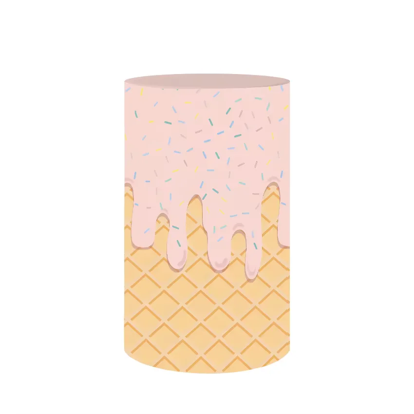 Mehofond Custom Cylinder Cover Backdrop Circus Ice Cream Dessert Birthday Baby Shower Plinths Pedestal Background Decor Elastic