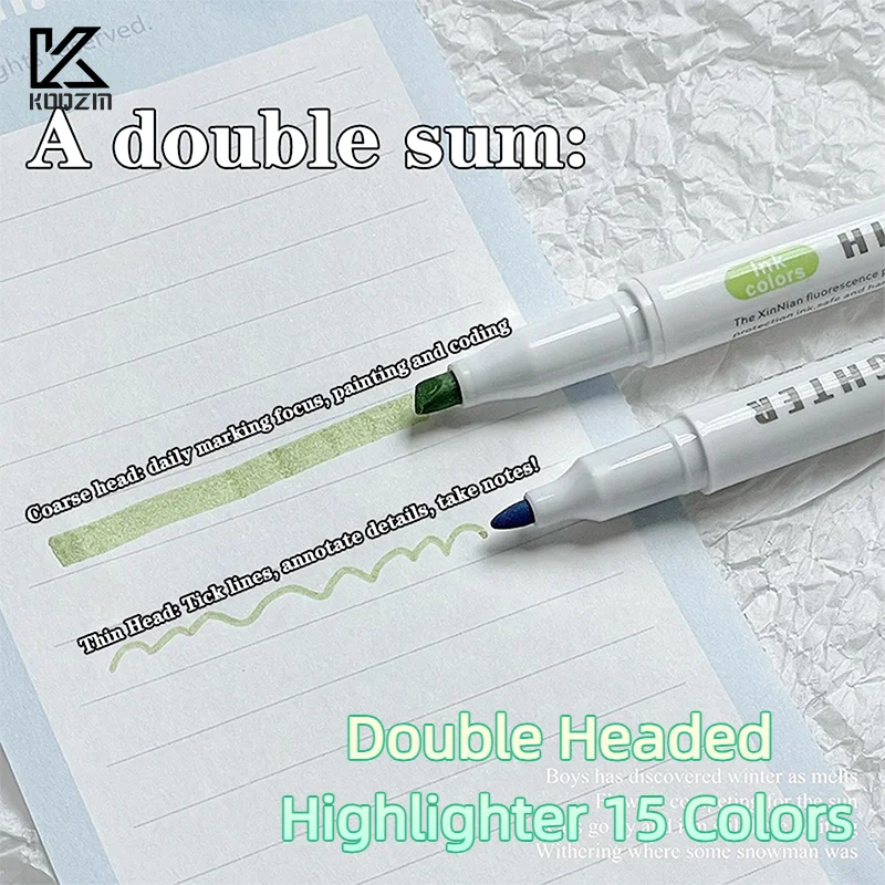 

Милый двуглавый маркер, набор из 15 цветов, флуоресцентные маркеры для рисования, маркеры, ручки, художественные пастельные канцелярские принадлежности