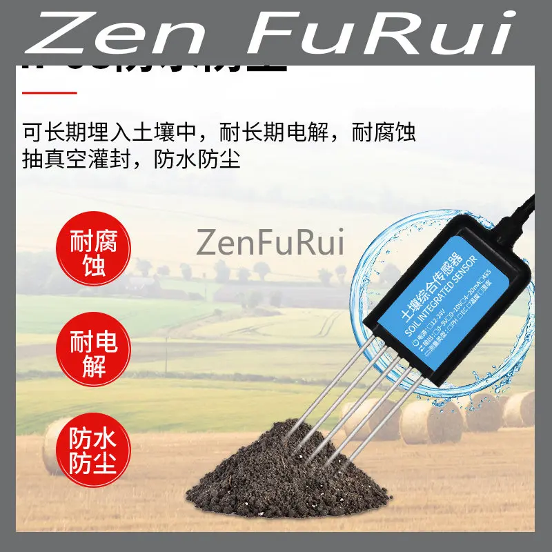 

Soil Humiture Sensor Soil Quick PH Meter Ph Conductivity Moisture Nutrient Nitrogen Phosphorus Potassium Detector